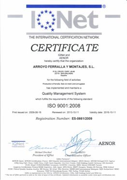 Hierros y Ferralla Arroyo Certificado Internacional